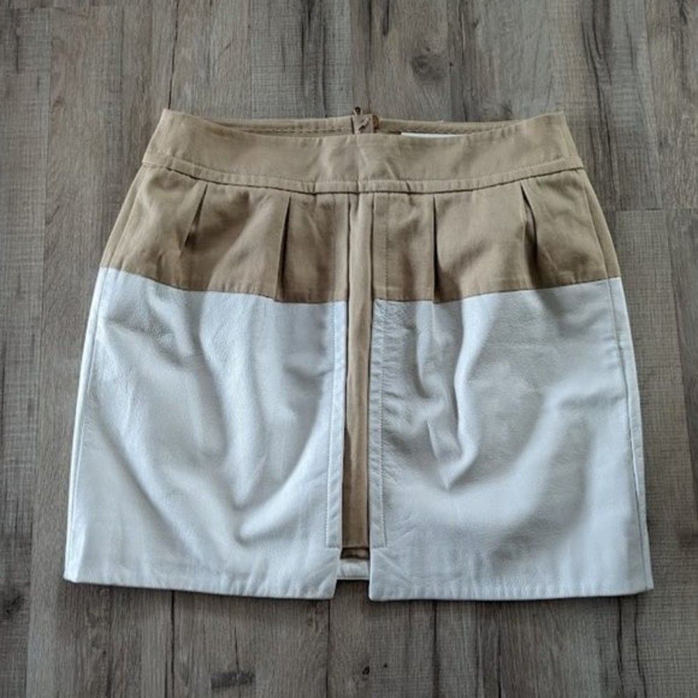 3/$20 Anthropologie Leifsdottier Cotton & Leather skirt, SIze 8